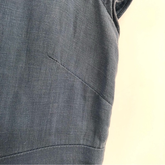 BODEN Sorrento 100% Linen Dress 8 Embroidered Applique Blue Short Sleeve WH455 - Picture 6 of 11